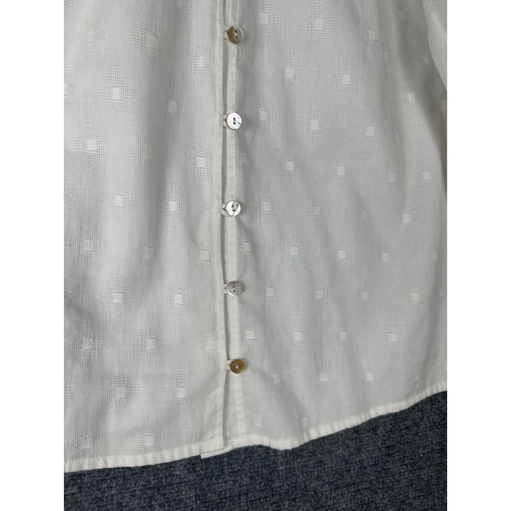 Cleobella Anthropologie Women Boho Ruffle Neck Balloon Sleeve Blouse M White - Picture 11 of 13